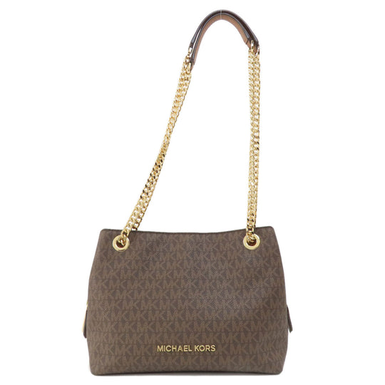 MICHAEL KORS Shoulder Bag PVC Brown MK signature Women Used Authentic
