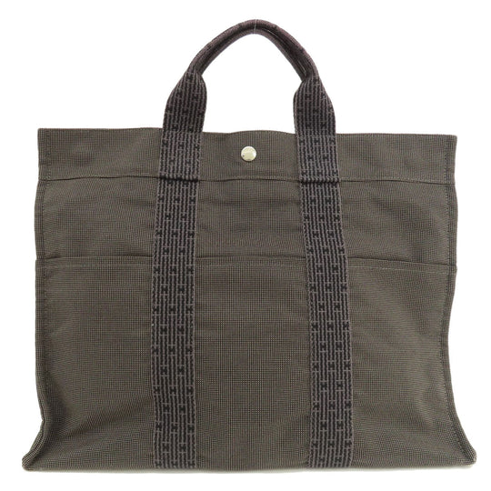 HERMES Tote Bag canvas gray Her LineMM