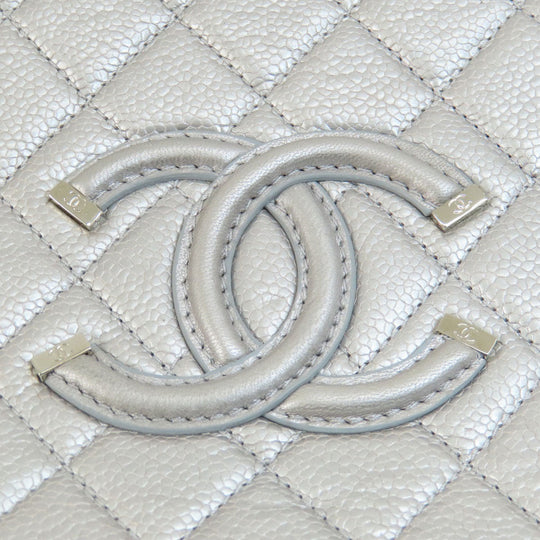 CHANEL Shoulder Bag Caviar skin Silver CC Filigree Vanity Bag SilverMetal