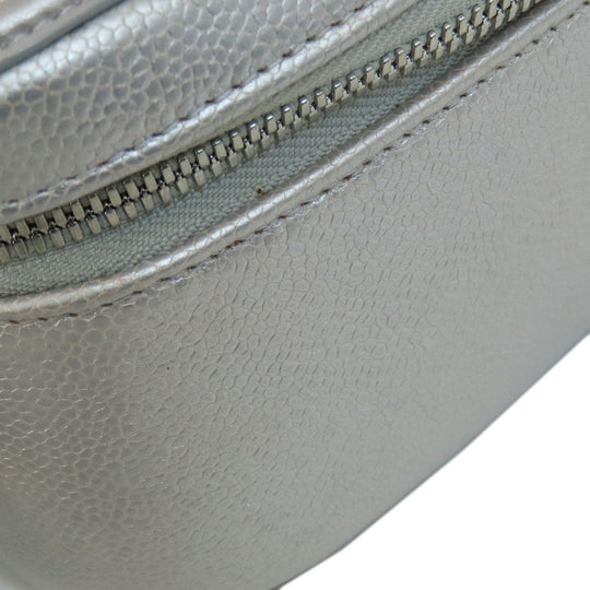 CHANEL Shoulder Bag Caviar skin Silver CC Filigree Vanity Bag SilverMetal