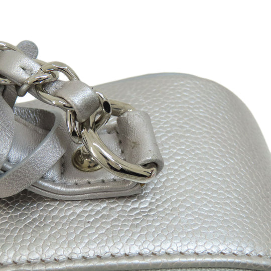 CHANEL Shoulder Bag Caviar skin Silver CC Filigree Vanity Bag SilverMetal