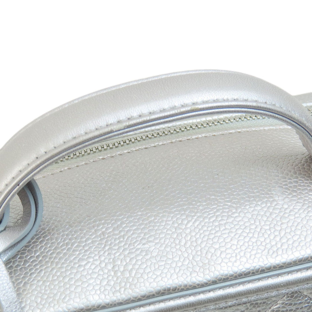 CHANEL Shoulder Bag Caviar skin Silver CC Filigree Vanity Bag SilverMetal
