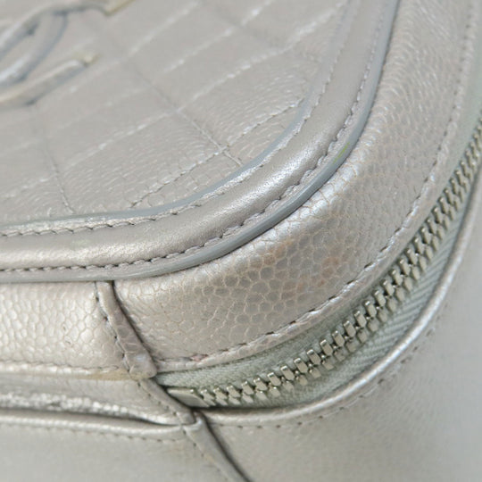CHANEL Shoulder Bag Caviar skin Silver CC Filigree Vanity Bag SilverMetal