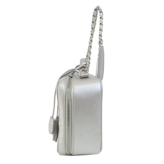 CHANEL Shoulder Bag Caviar skin Silver CC Filigree Vanity Bag SilverMetal