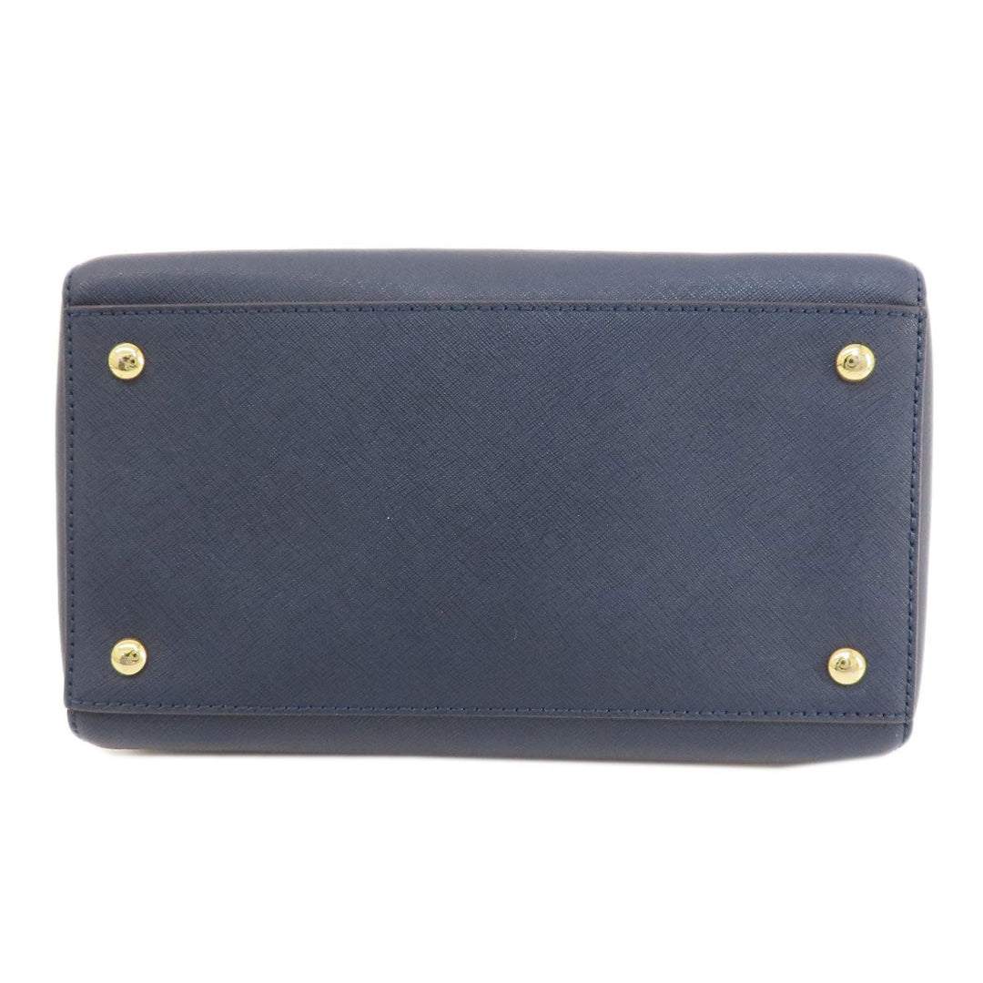 MICHAEL KORS Handbag leather Navy 2WAY Women Used Authentic