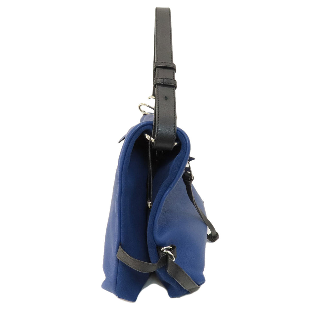 LOEWE Shoulder Bag leather blue one belt anagram