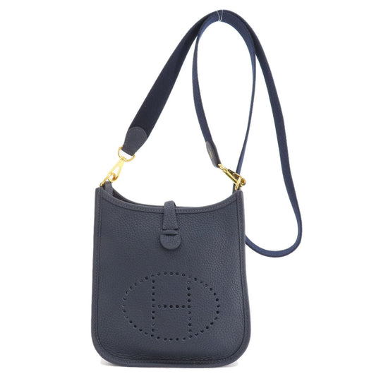 HERMES Shoulder Bag Taurillon Clemence blue Evelyn TPM Blue Nuit Gold Metal