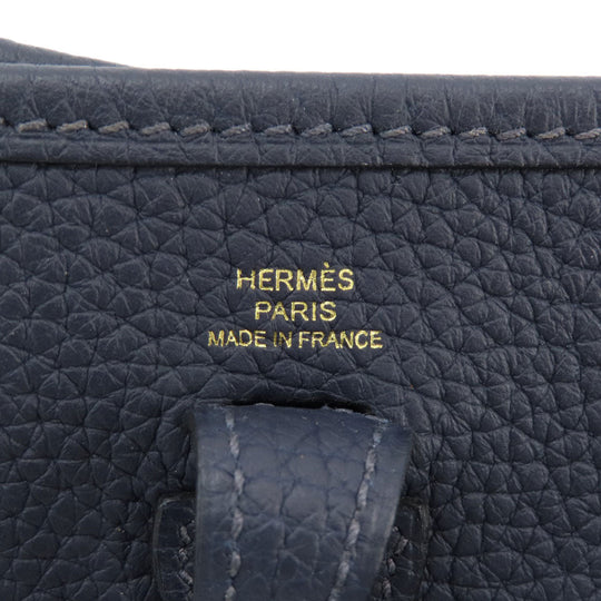 HERMES Shoulder Bag Taurillon Clemence blue Evelyn TPM Blue Nuit Gold Metal
