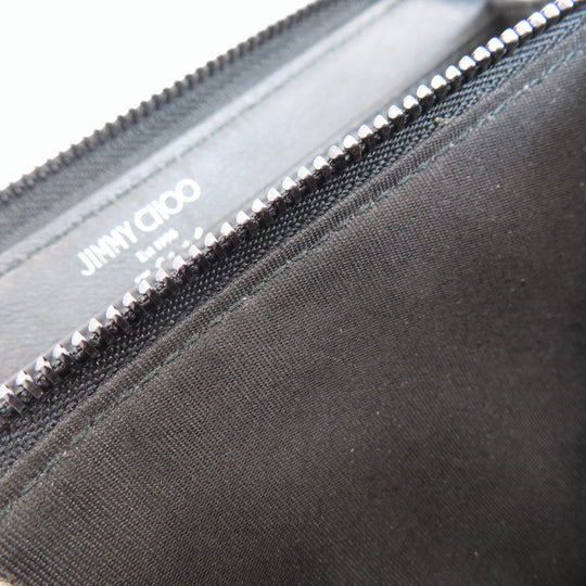JIMMY CHOO Long Wallet Purse leather black Star studs