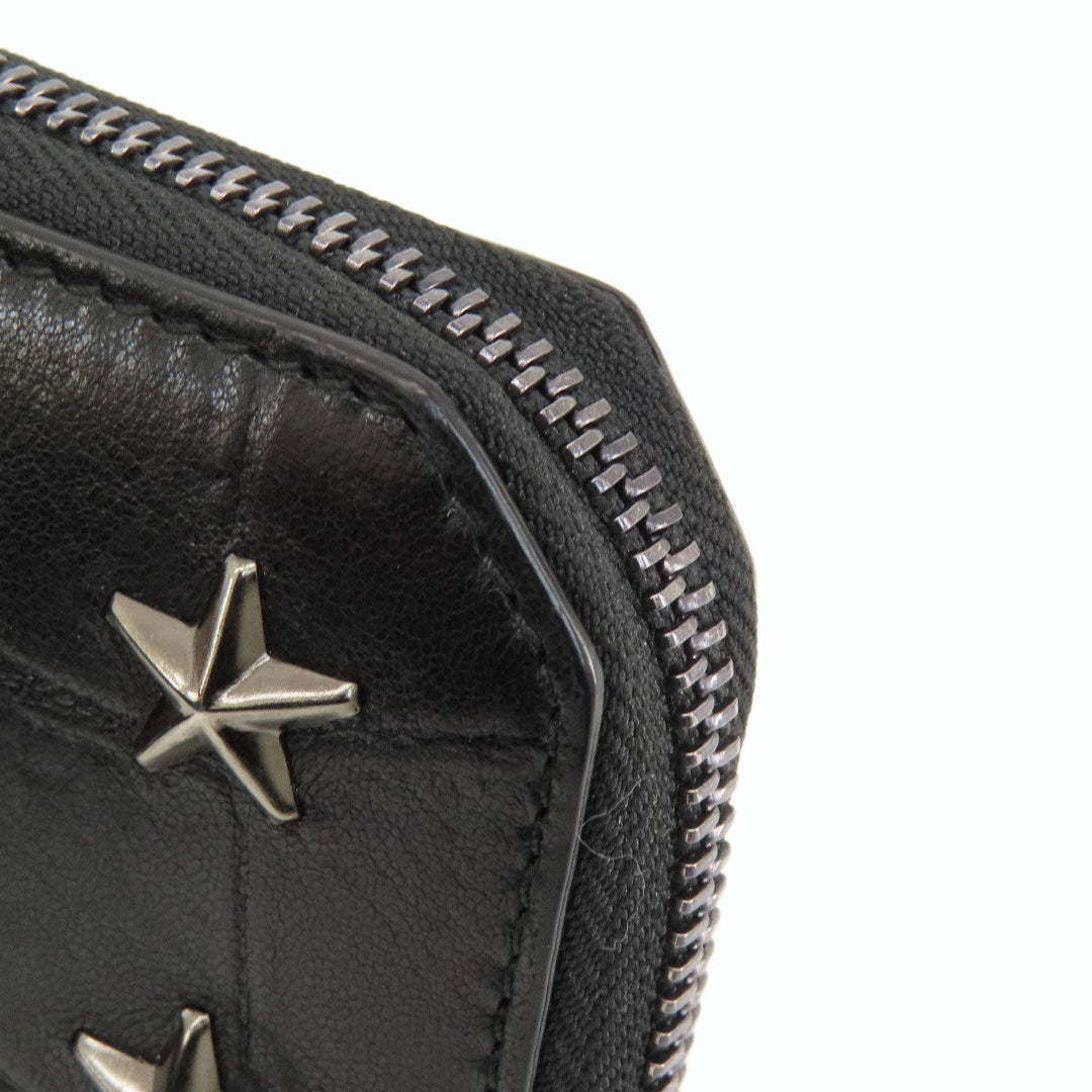 JIMMY CHOO Long Wallet Purse leather black Star studs