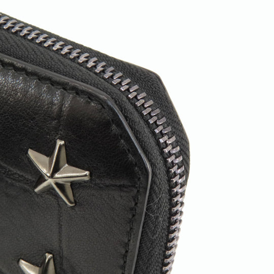 JIMMY CHOO Long Wallet Purse leather black Star studs