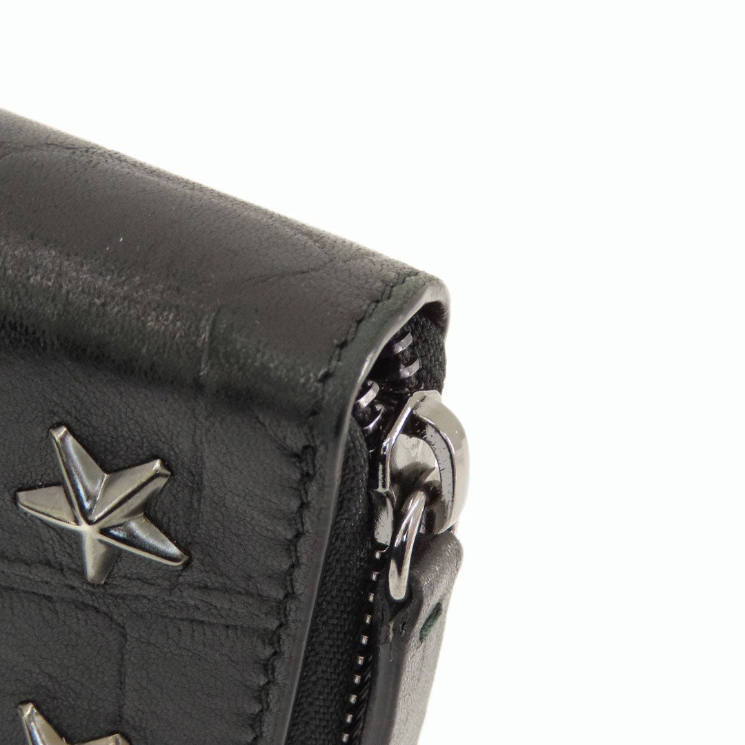 JIMMY CHOO Long Wallet Purse leather black Star studs