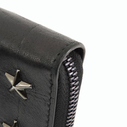 JIMMY CHOO Long Wallet Purse leather black Star studs
