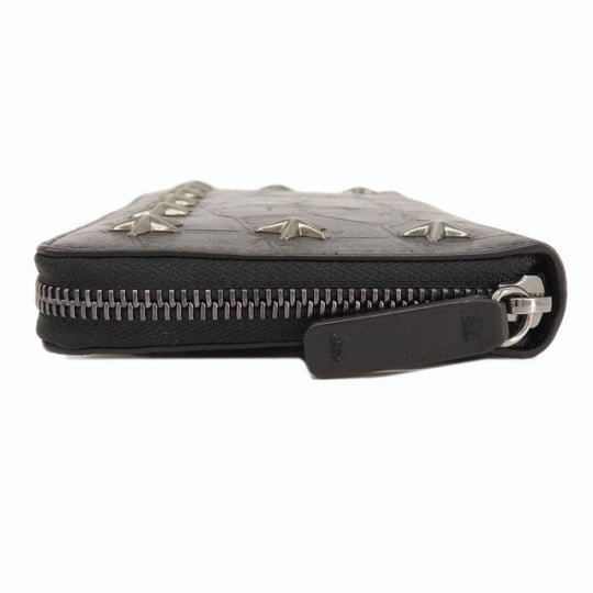 JIMMY CHOO Long Wallet Purse leather black Star studs