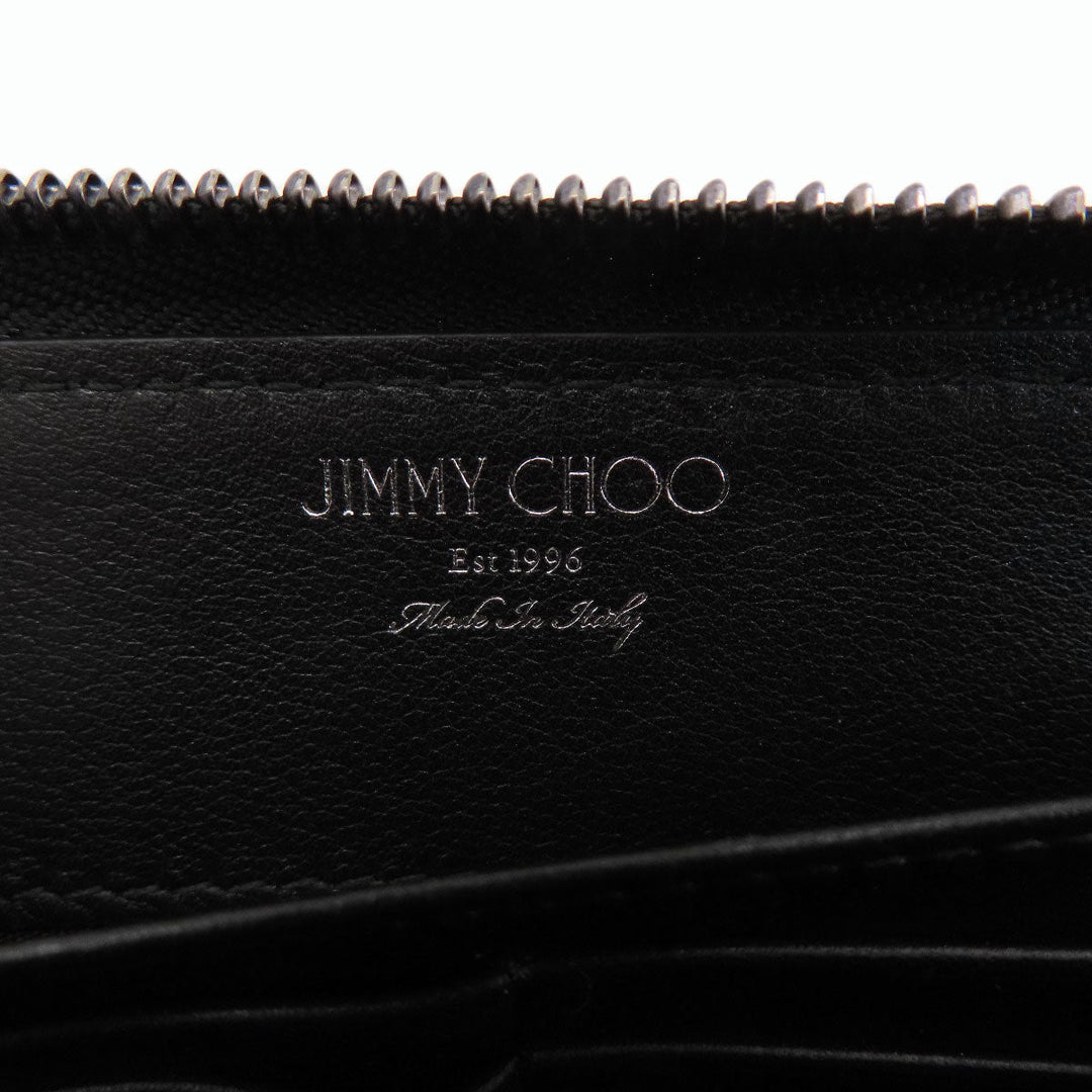 JIMMY CHOO Long Wallet Purse leather black Star studs