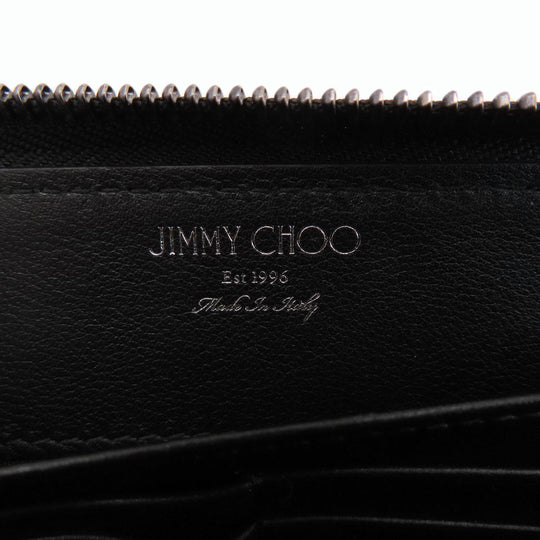 JIMMY CHOO Long Wallet Purse leather black Star studs