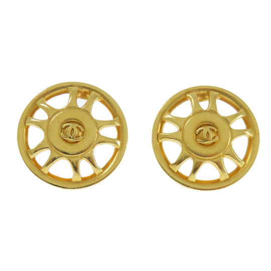 CHANEL Earring metallic gold COCO Mark Women Used Authentic