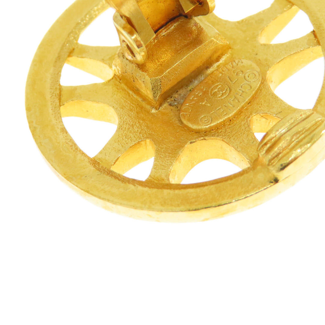 CHANEL Earring metallic gold COCO Mark Women Used Authentic