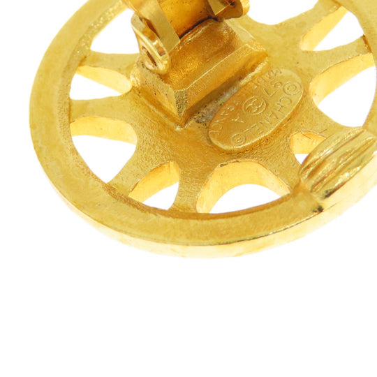 CHANEL Earring metallic gold COCO Mark Women Used Authentic