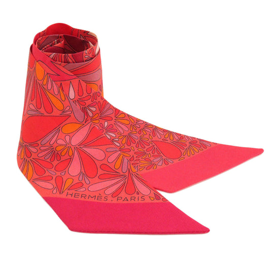 HERMES scarf silk Red Twilly Women Used Authentic