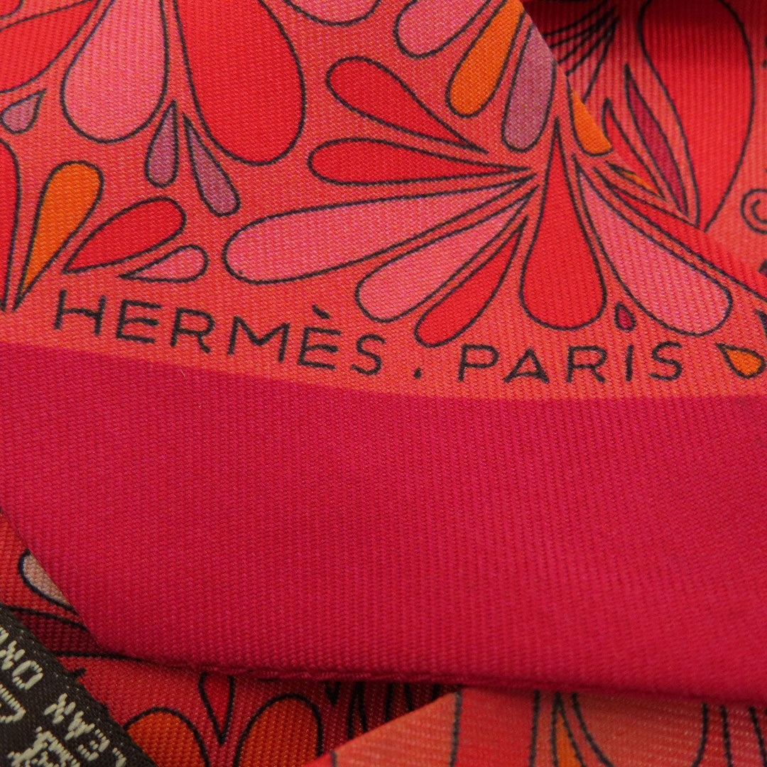 HERMES scarf silk Red Twilly Women Used Authentic