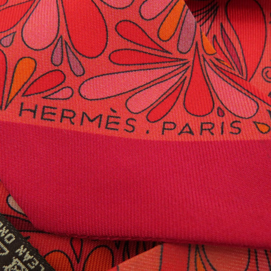 HERMES scarf silk Red Twilly Women Used Authentic