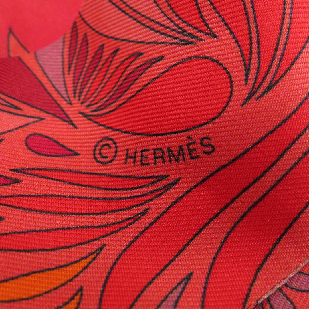 HERMES scarf silk Red Twilly Women Used Authentic