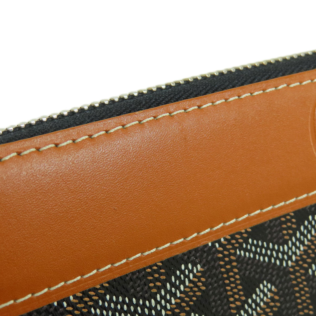GOYARD Long Wallet Purse Coated canvas, leather black Zip GM Herringbone Pattern Women(Unisex) Used Authentic