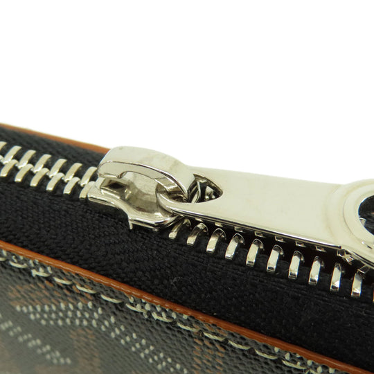GOYARD Long Wallet Purse Coated canvas, leather black Zip GM Herringbone Pattern Women(Unisex) Used Authentic