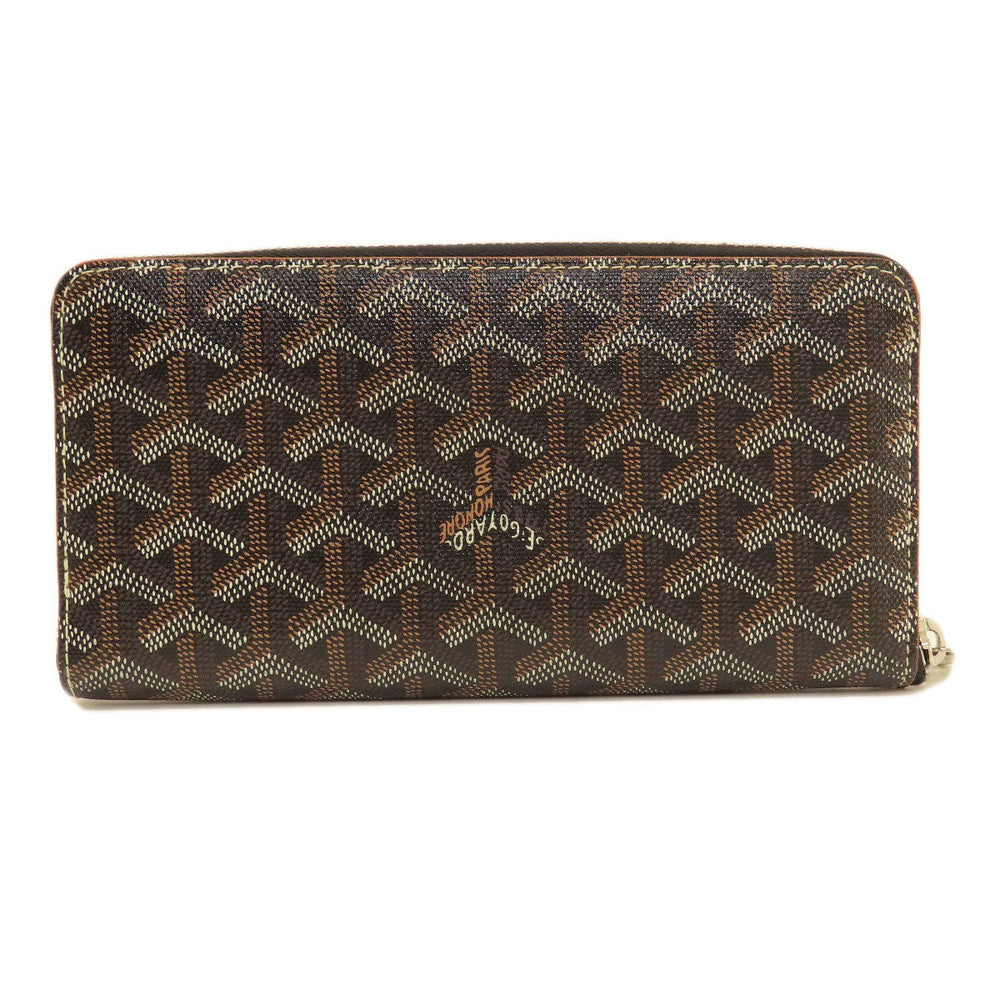 GOYARD Long Wallet Purse Coated canvas, leather black Zip GM Herringbone Pattern Women(Unisex) Used Authentic