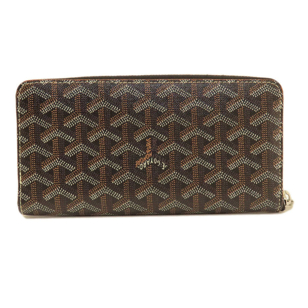 GOYARD Long Wallet Purse Coated canvas, leather black Zip GM Herringbone Pattern Women(Unisex) Used Authentic