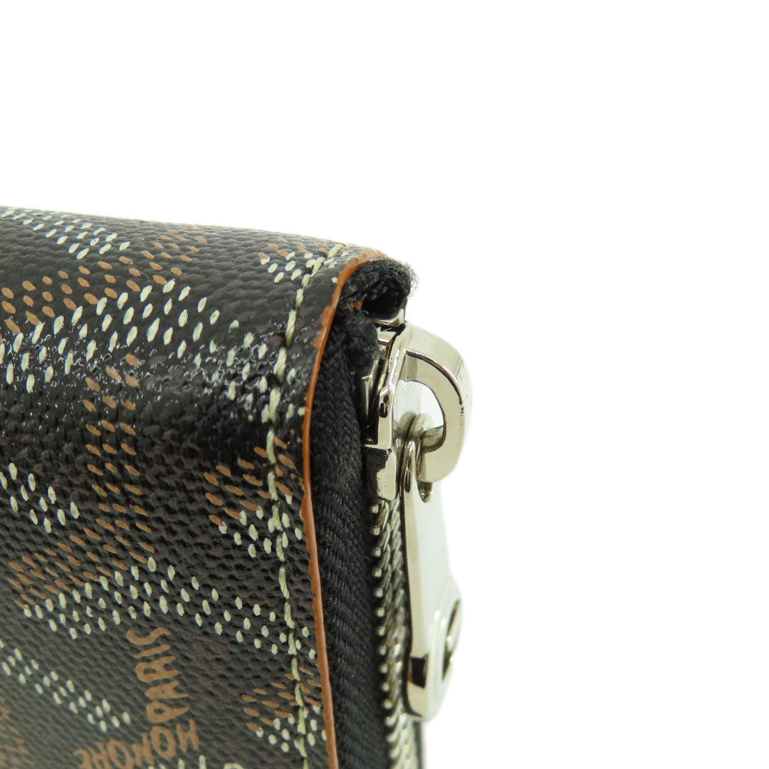 GOYARD Long Wallet Purse Coated canvas, leather black Zip GM Herringbone Pattern Women(Unisex) Used Authentic