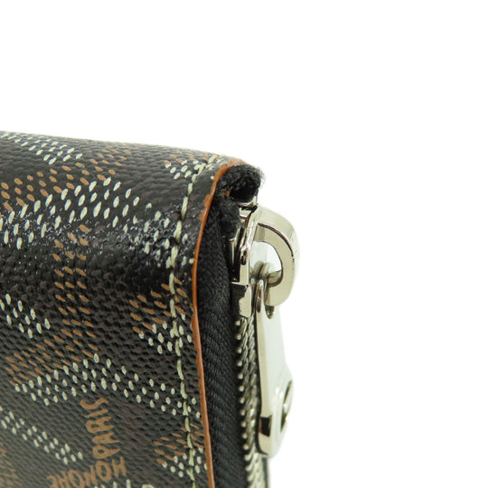 GOYARD Long Wallet Purse Coated canvas, leather black Zip GM Herringbone Pattern Women(Unisex) Used Authentic