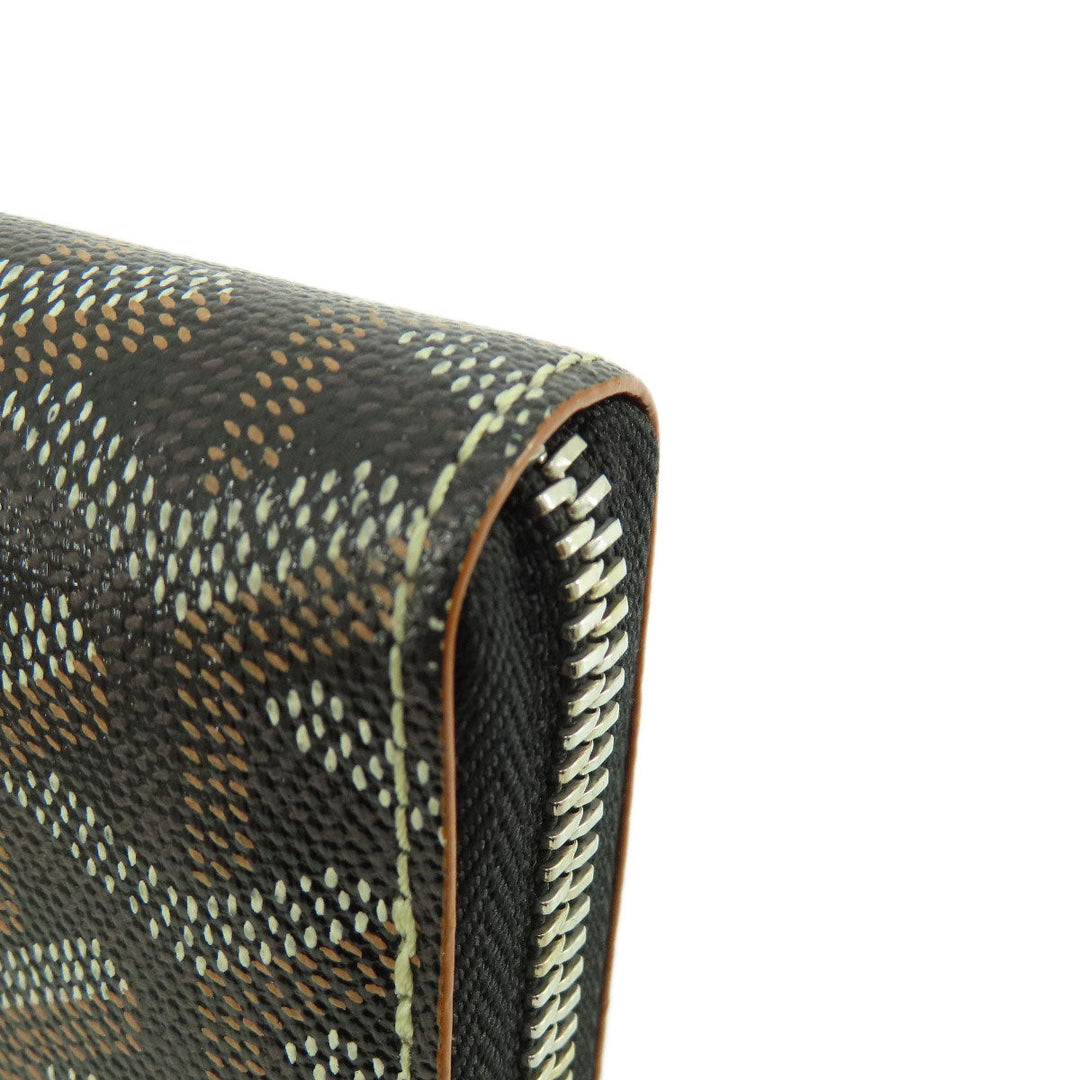 GOYARD Long Wallet Purse Coated canvas, leather black Zip GM Herringbone Pattern Women(Unisex) Used Authentic
