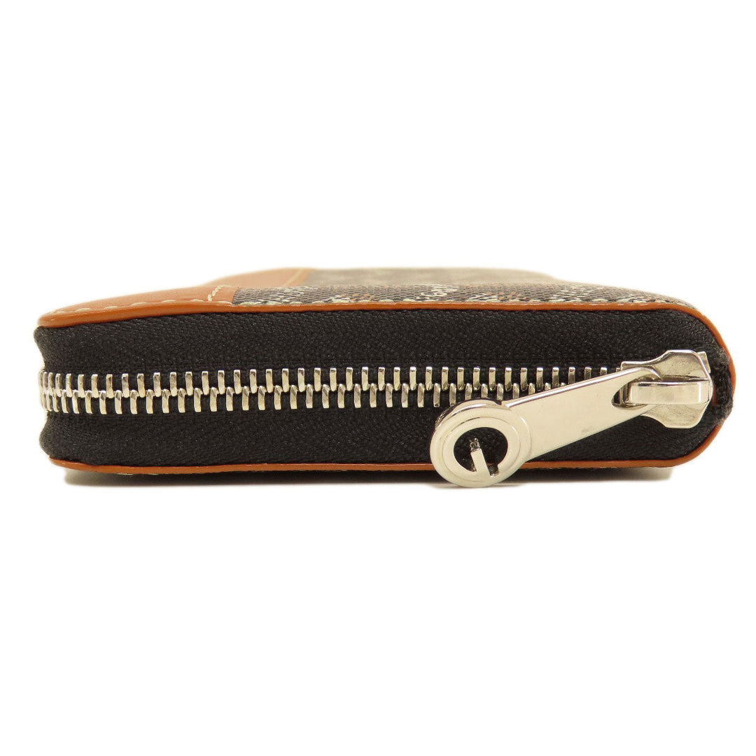 GOYARD Long Wallet Purse Coated canvas, leather black Zip GM Herringbone Pattern Women(Unisex) Used Authentic