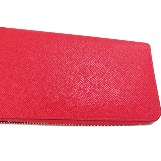 HERMES Long Wallet Purse Epsom Red Azap Long Red SilverMetal Women Used Authentic