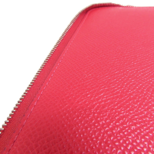 HERMES Long Wallet Purse Epsom Red Azap Long Red SilverMetal Women Used Authentic