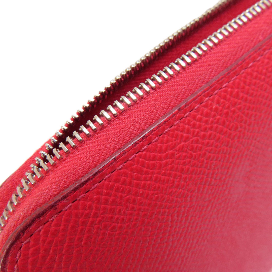 HERMES Long Wallet Purse Epsom Red Azap Long Red SilverMetal Women Used Authentic