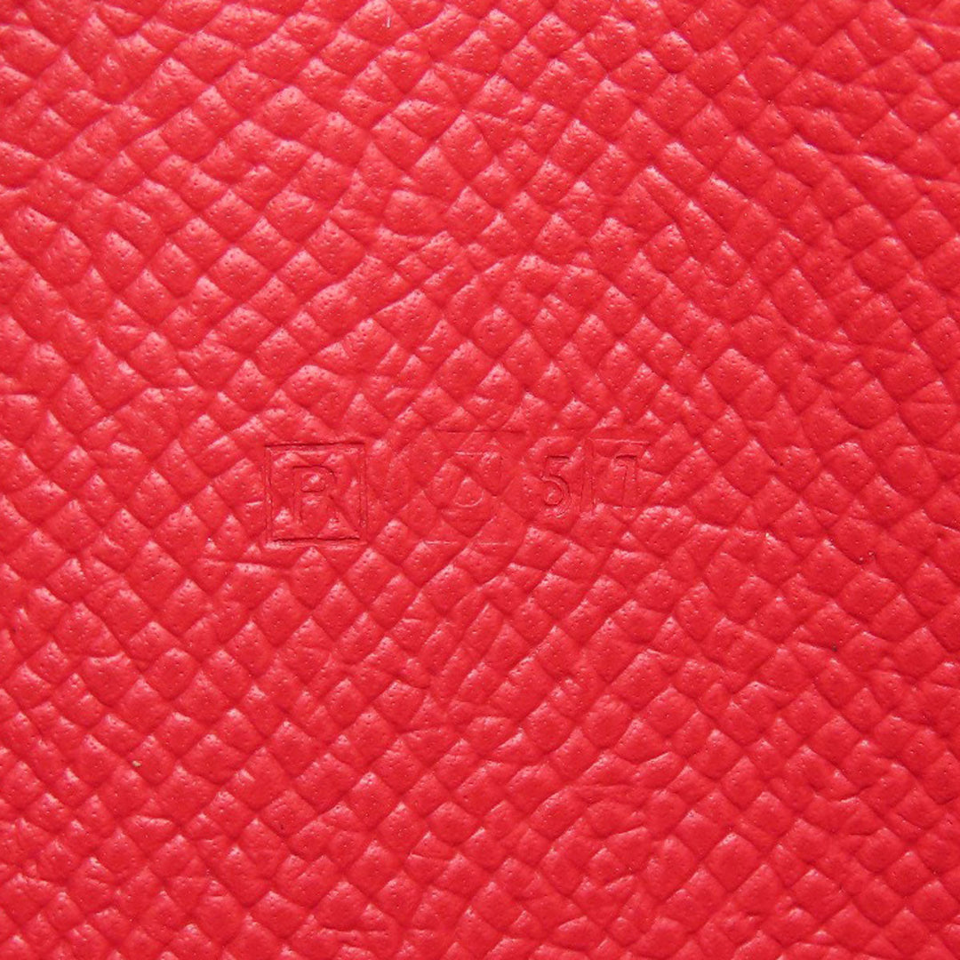 HERMES Long Wallet Purse Epsom Red Azap Long Red SilverMetal Women Used Authentic