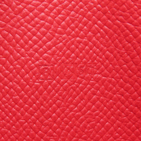 HERMES Long Wallet Purse Epsom Red Azap Long Red SilverMetal Women Used Authentic