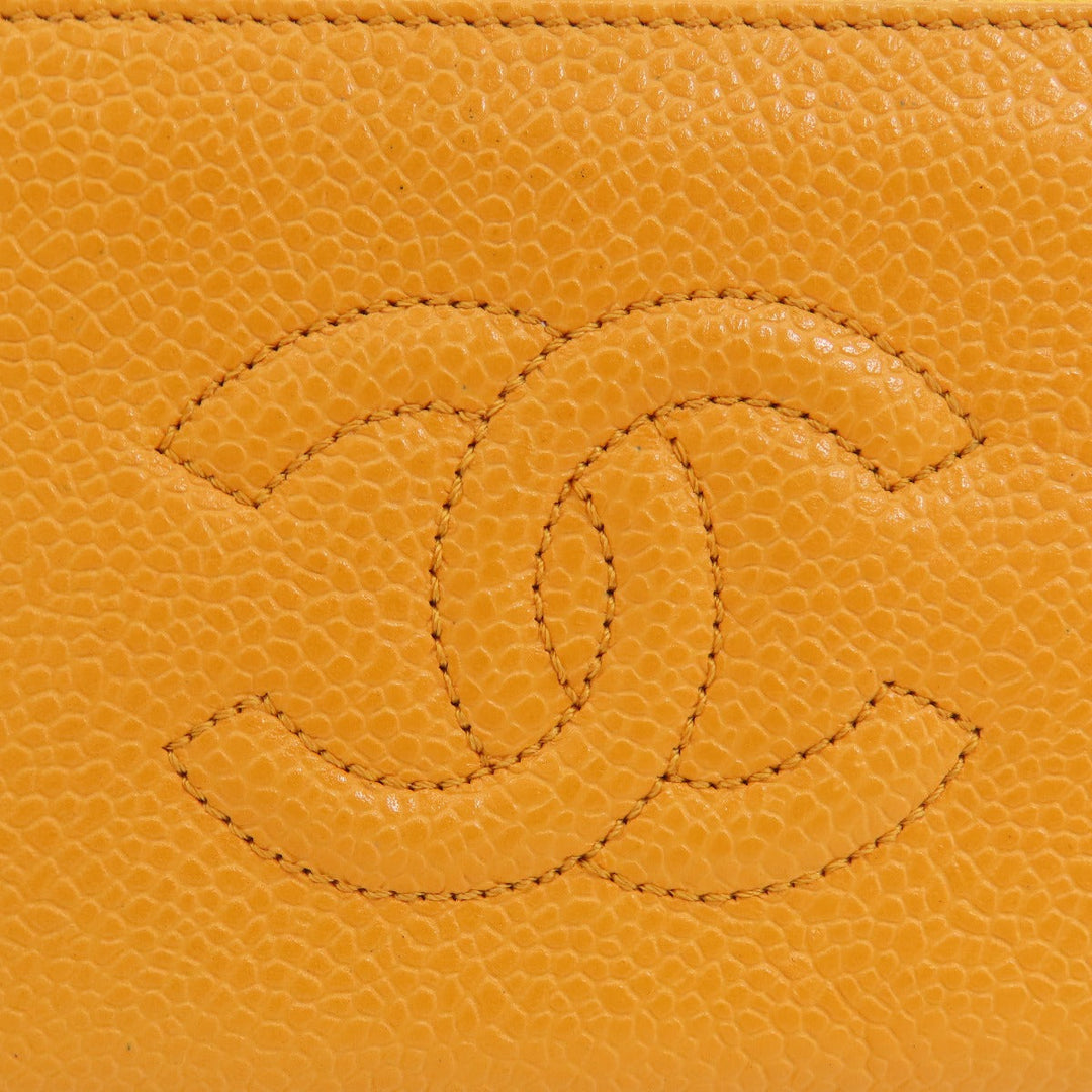 CHANEL Key case Key holder  Caviar skin Orange COCO Mark Women Used Authentic