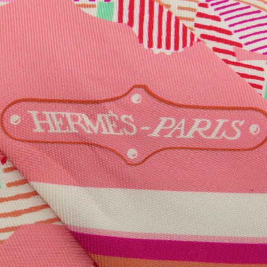 HERMES scarf silk pink Twilly Women Used Authentic