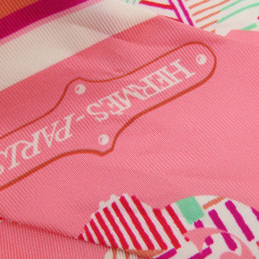 HERMES scarf silk pink Twilly Women Used Authentic