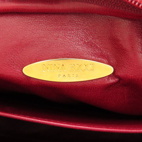 NINA RICCI Shoulder Bag leather Red logo Women Used Authentic