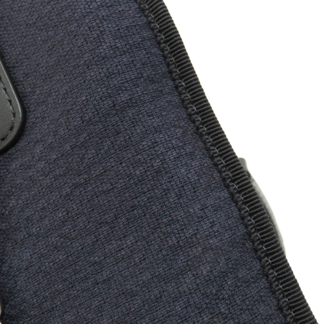 CHANEL Handbag canvas Navy Deauville Bowling Bag SilverMetal