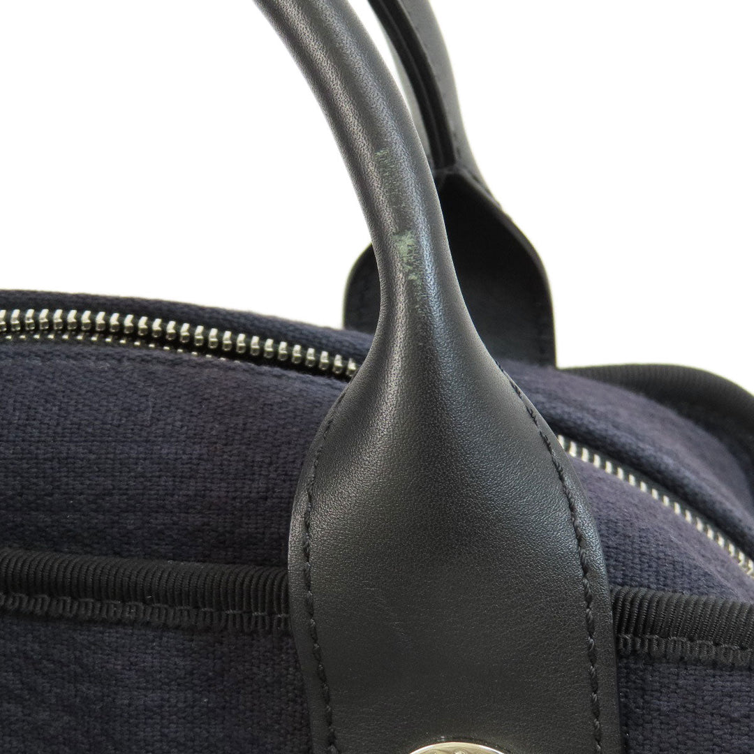 CHANEL Handbag canvas Navy Deauville Bowling Bag SilverMetal