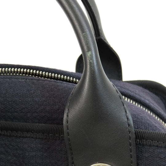 CHANEL Handbag canvas Navy Deauville Bowling Bag SilverMetal