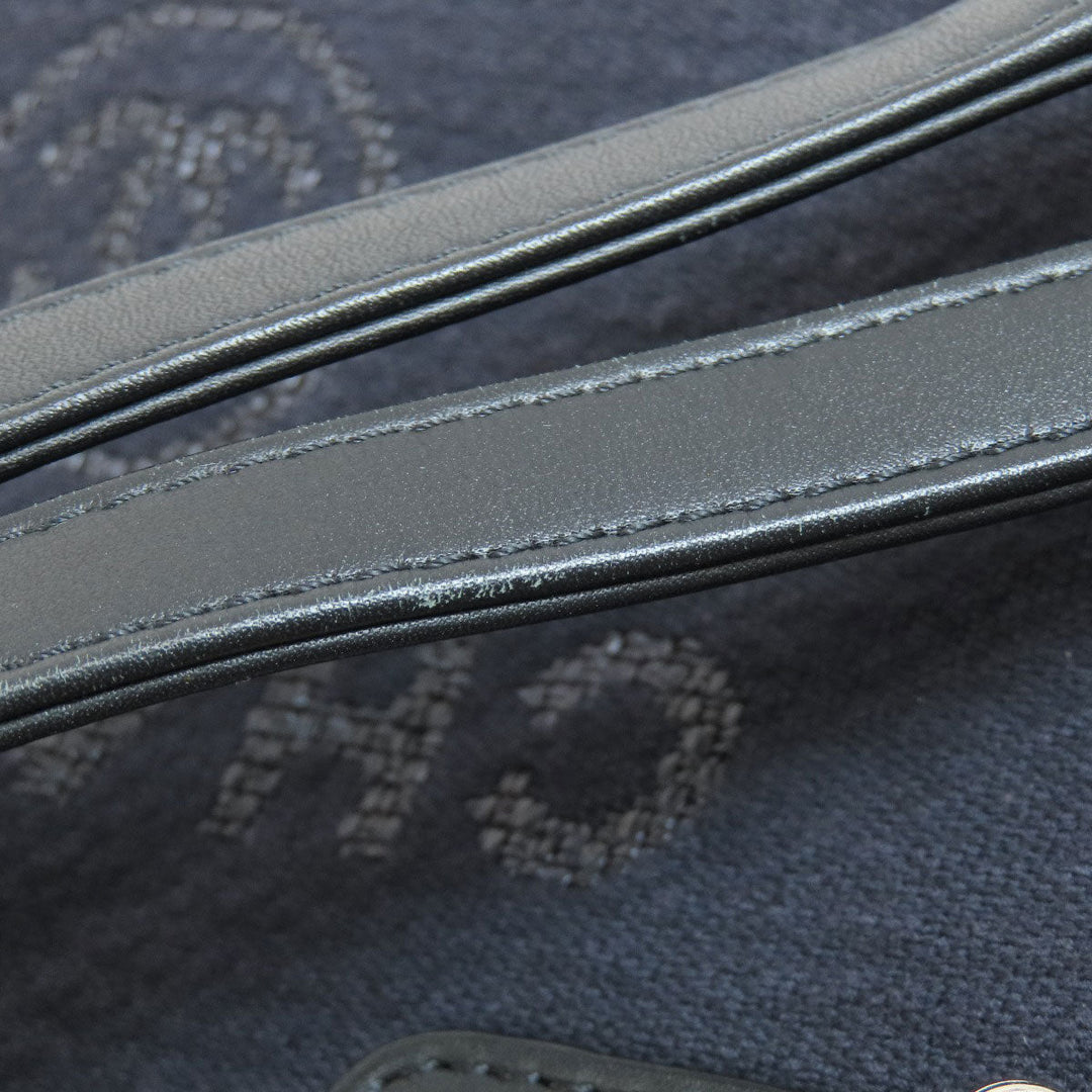 CHANEL Handbag canvas Navy Deauville Bowling Bag SilverMetal
