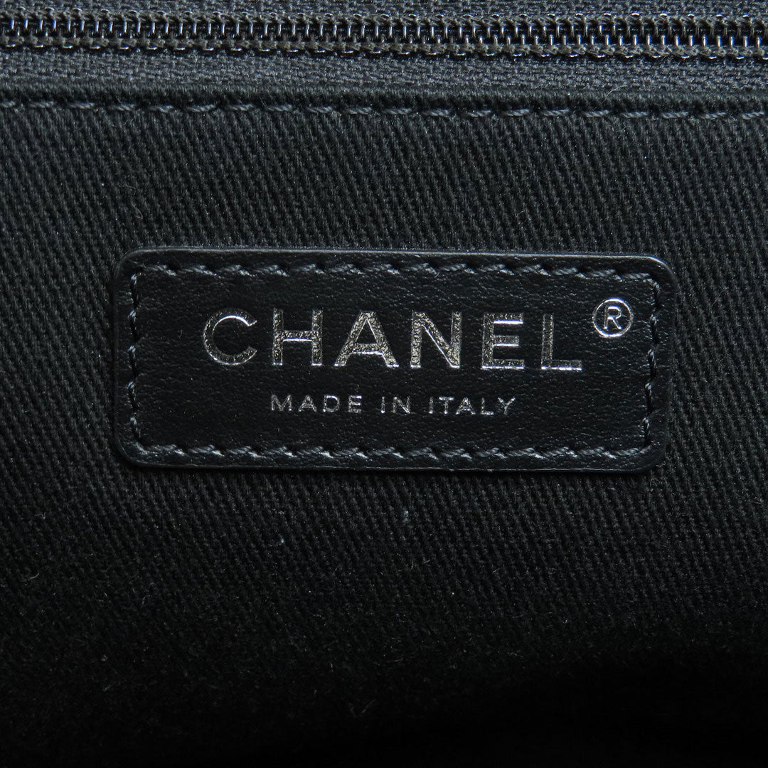 CHANEL Handbag canvas Navy Deauville Bowling Bag SilverMetal