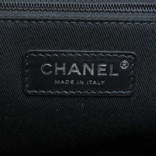 CHANEL Handbag canvas Navy Deauville Bowling Bag SilverMetal